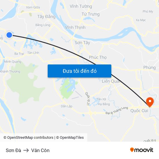 Sơn Đà to Vân Côn map