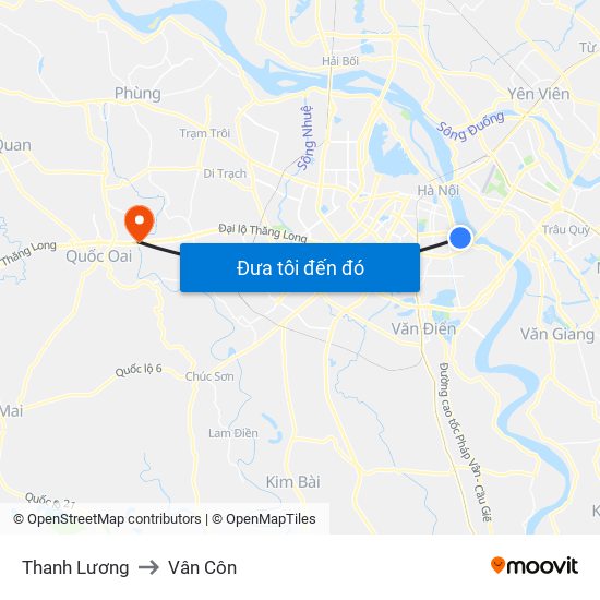 Thanh Lương to Vân Côn map