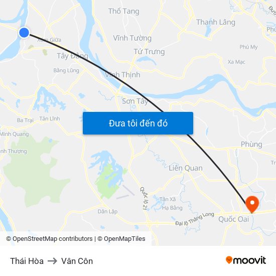 Thái Hòa to Vân Côn map