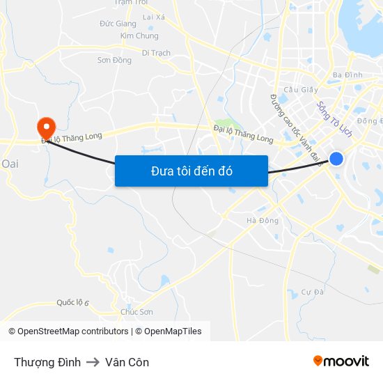 Thượng Đình to Vân Côn map