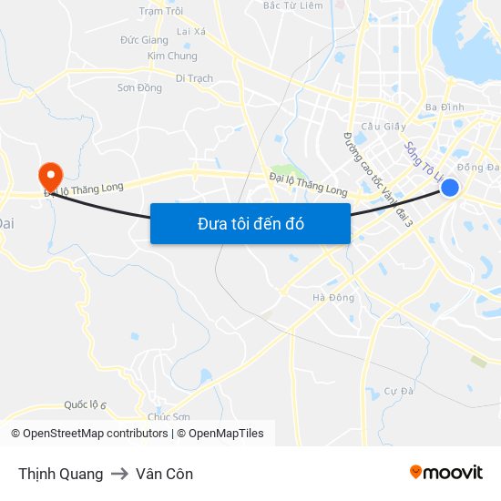 Thịnh Quang to Vân Côn map