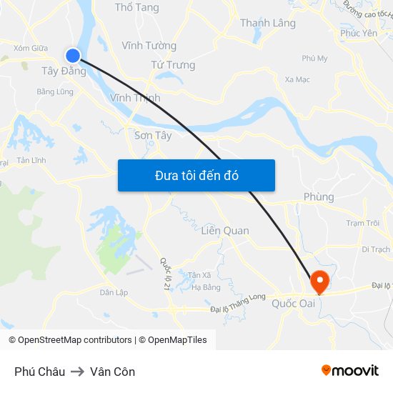 Phú Châu to Vân Côn map