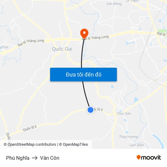 Phú Nghĩa to Vân Côn map