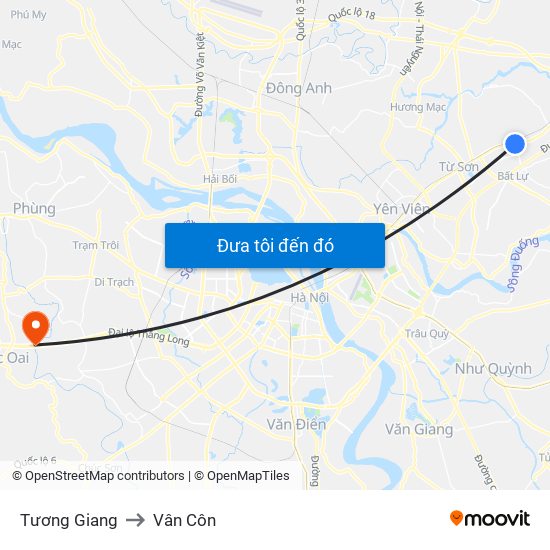 Tương Giang to Vân Côn map