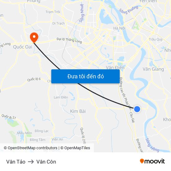 Vân Tảo to Vân Côn map