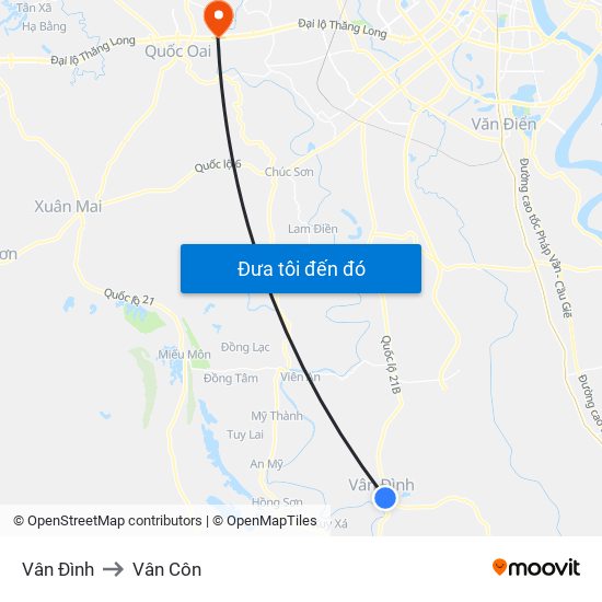 Vân Đình to Vân Côn map