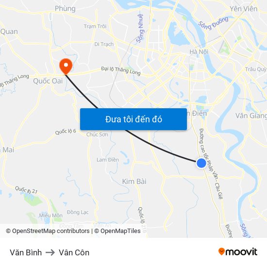 Văn Bình to Vân Côn map