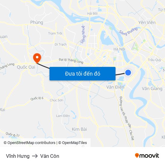 Vĩnh Hưng to Vân Côn map