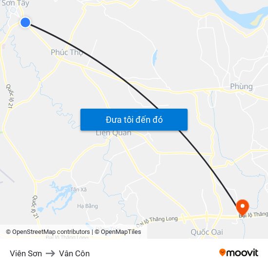 Viên Sơn to Vân Côn map