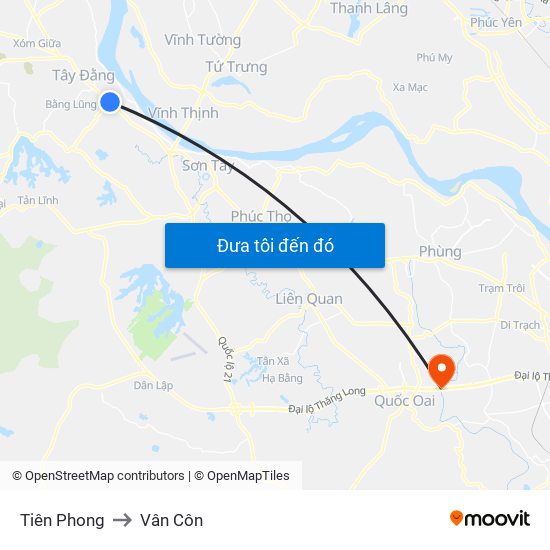 Tiên Phong to Vân Côn map