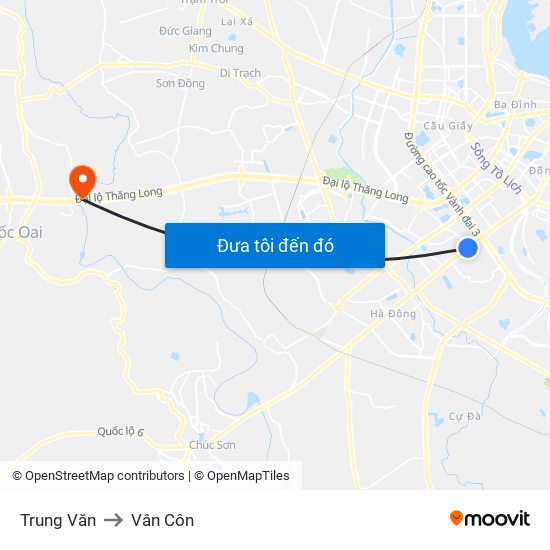 Trung Văn to Vân Côn map