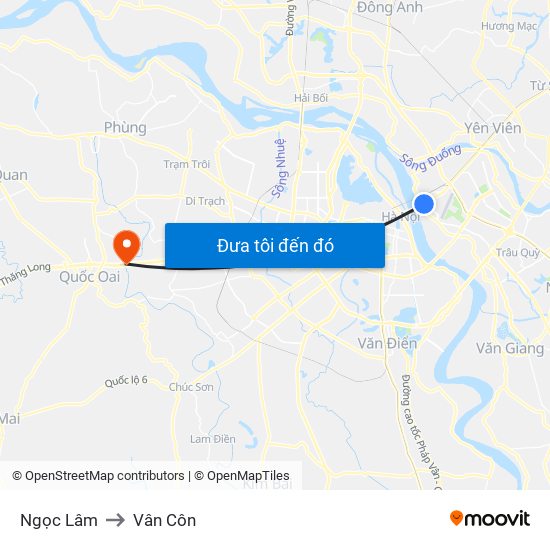 Ngọc Lâm to Vân Côn map