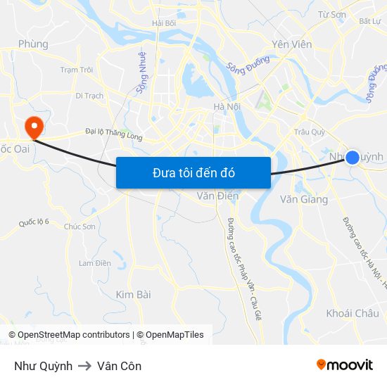 Như Quỳnh to Vân Côn map