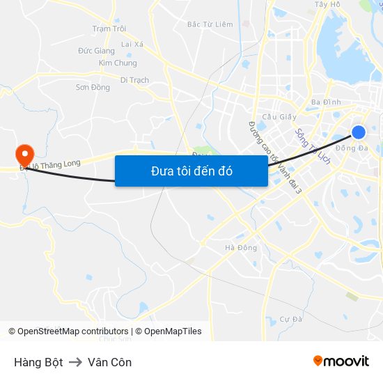 Hàng Bột to Vân Côn map