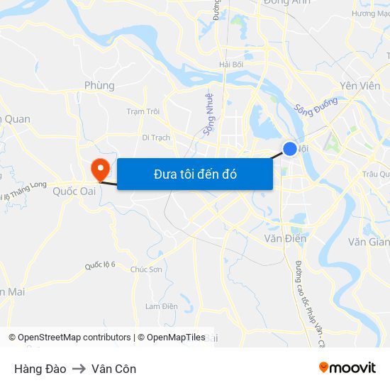 Hàng Đào to Vân Côn map