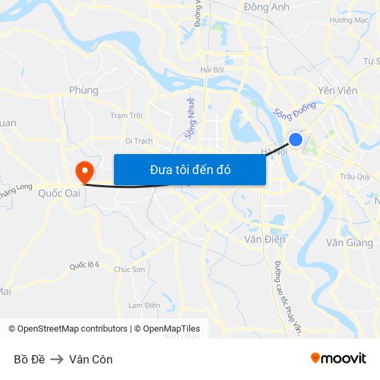 Bồ Đề to Vân Côn map