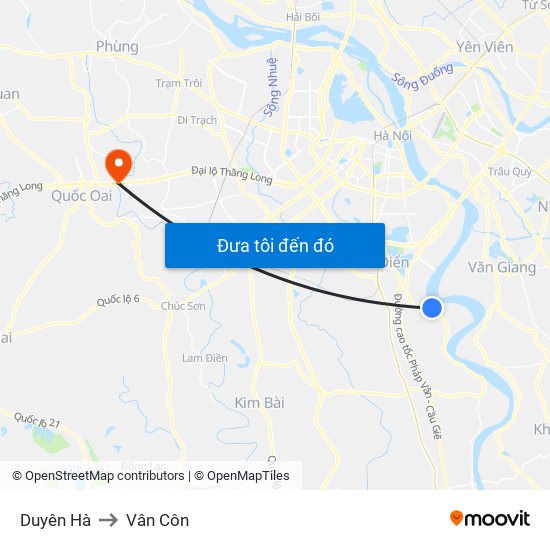 Duyên Hà to Vân Côn map