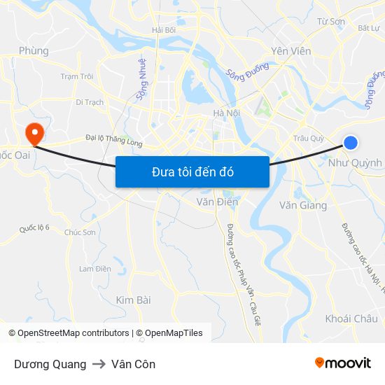 Dương Quang to Vân Côn map
