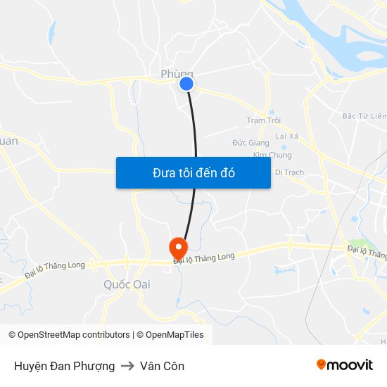 Huyện Đan Phượng to Vân Côn map