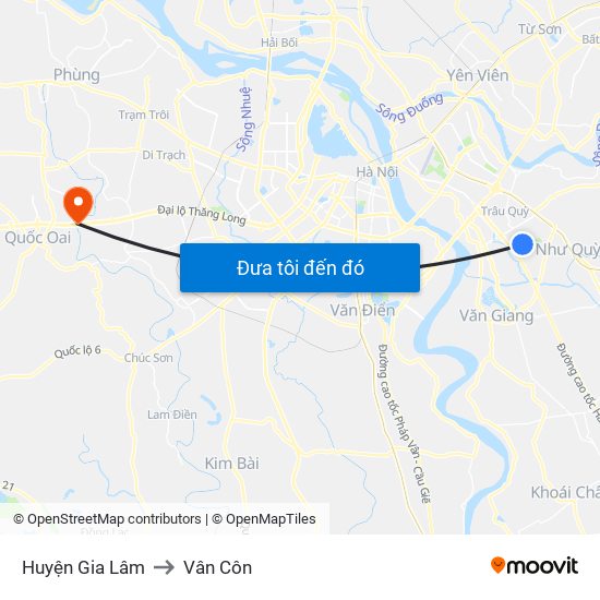 Huyện Gia Lâm to Vân Côn map