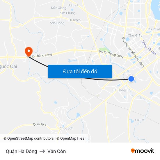 Quận Hà Đông to Vân Côn map