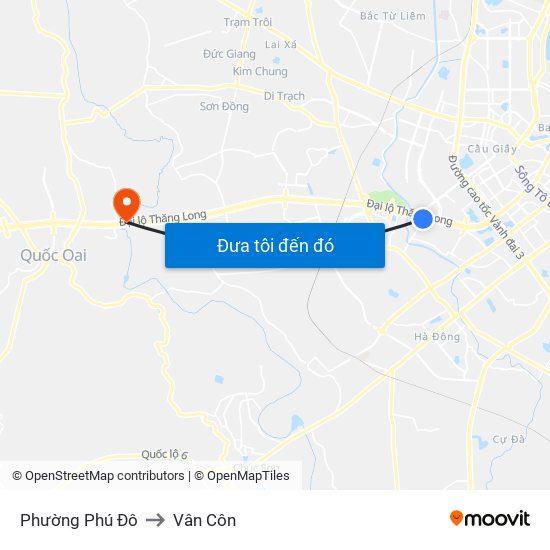 Phường Phú Đô to Vân Côn map