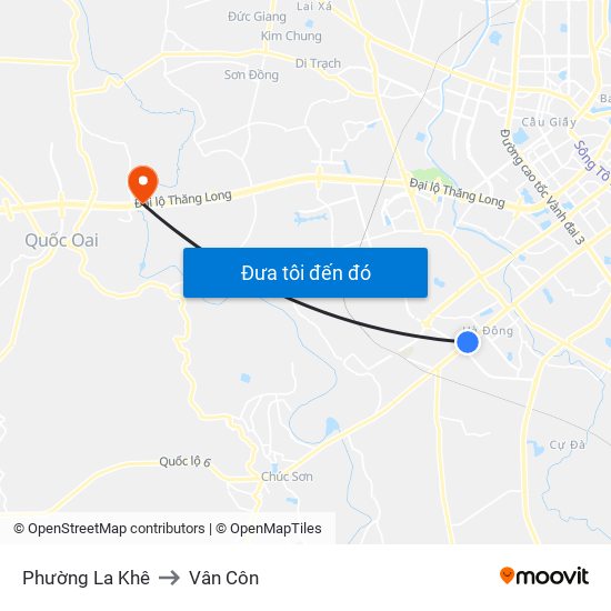 Phường La Khê to Vân Côn map