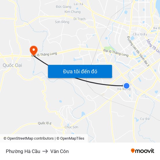 Phường Hà Cầu to Vân Côn map