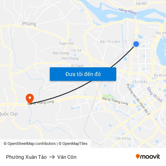 Phường Xuân Tảo to Vân Côn map