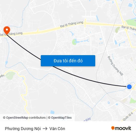 Phường Dương Nội to Vân Côn map