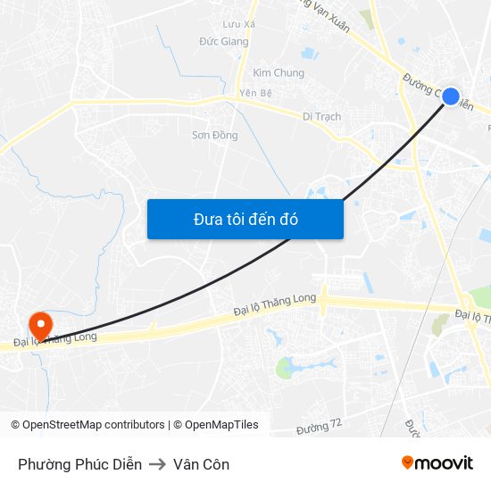 Phường Phúc Diễn to Vân Côn map