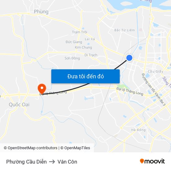 Phường Cầu Diễn to Vân Côn map