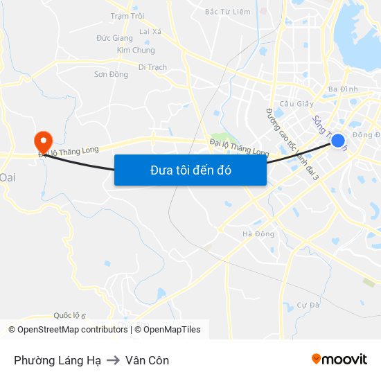 Phường Láng Hạ to Vân Côn map