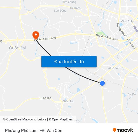 Phường Phú Lãm to Vân Côn map
