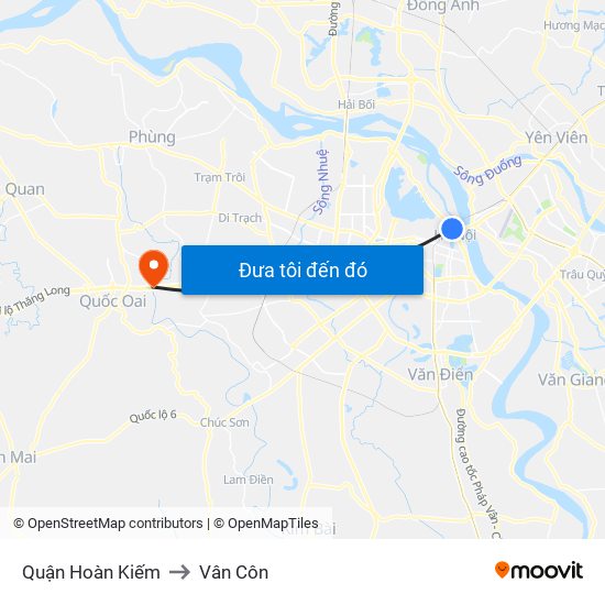 Quận Hoàn Kiếm to Vân Côn map