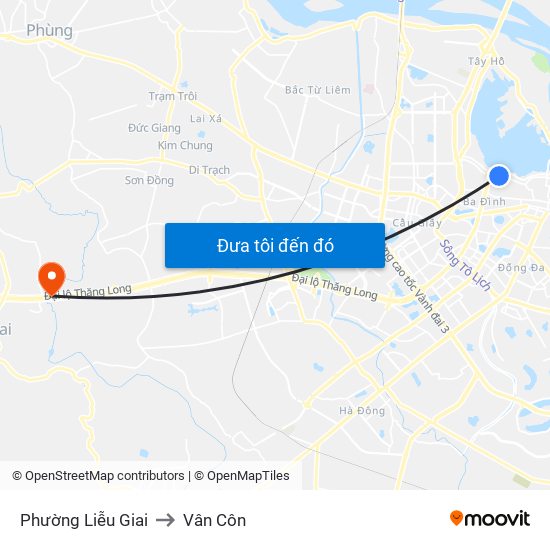 Phường Liễu Giai to Vân Côn map