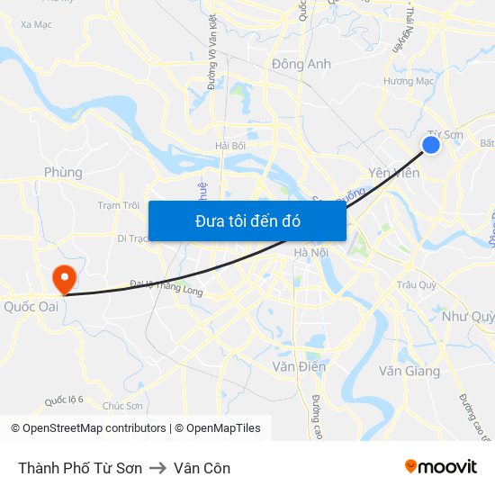 Thành Phố Từ Sơn to Vân Côn map