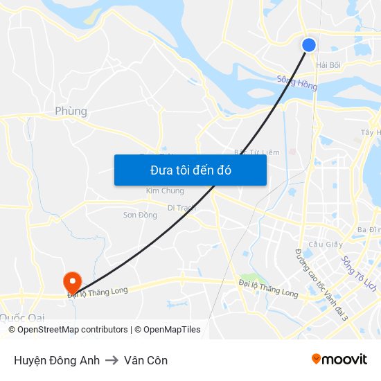 Huyện Đông Anh to Vân Côn map