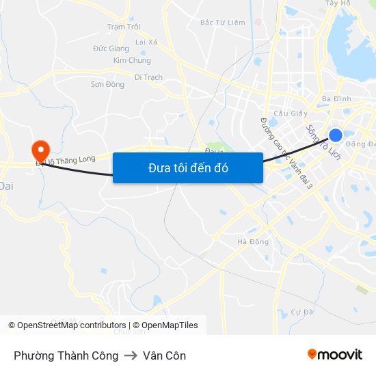 Phường Thành Công to Vân Côn map