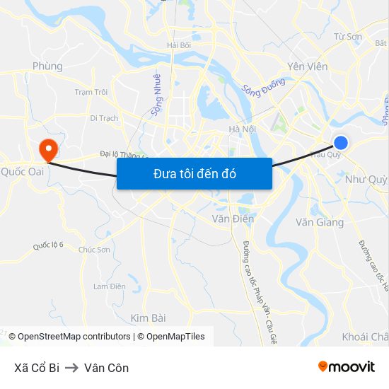 Xã Cổ Bi to Vân Côn map