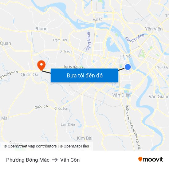 Phường Đống Mác to Vân Côn map