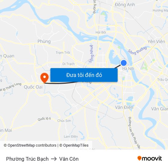 Phường Trúc Bạch to Vân Côn map
