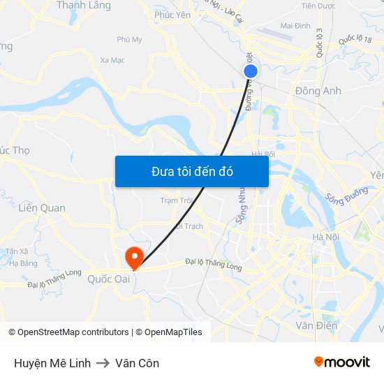 Huyện Mê Linh to Vân Côn map