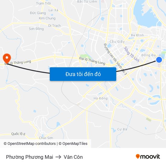 Phường Phương Mai to Vân Côn map