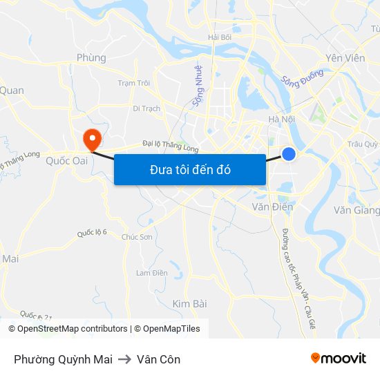 Phường Quỳnh Mai to Vân Côn map