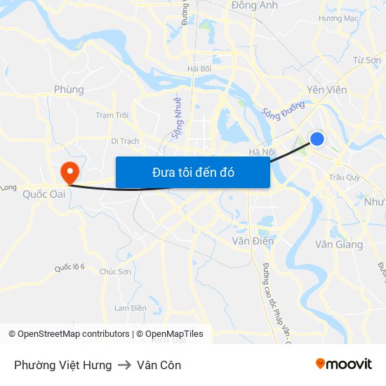 Phường Việt Hưng to Vân Côn map