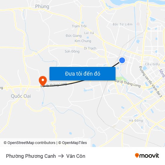 Phường Phương Canh to Vân Côn map