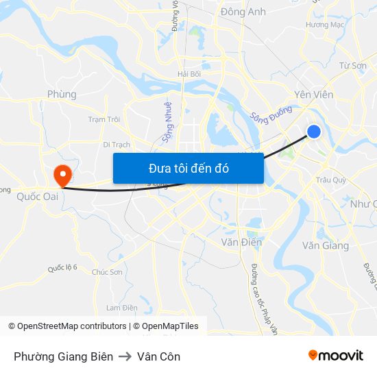 Phường Giang Biên to Vân Côn map
