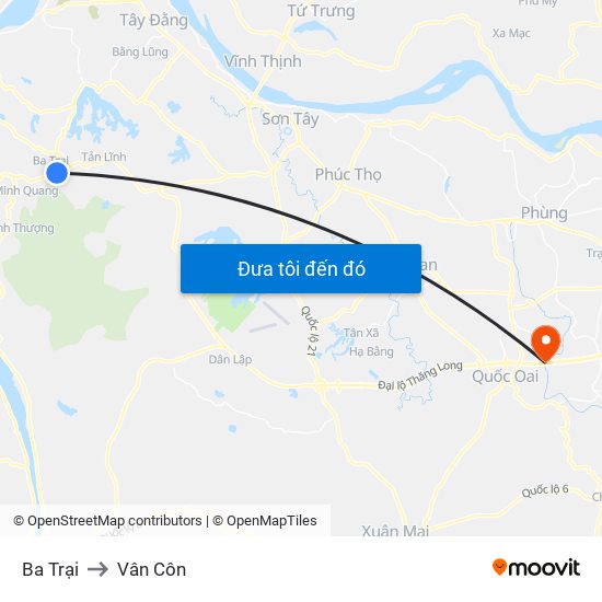 Ba Trại to Vân Côn map