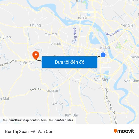 Bùi Thị Xuân to Vân Côn map